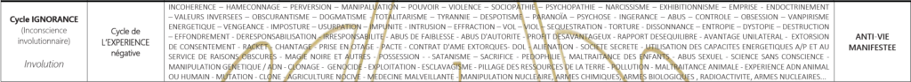 Extrait du Diagramme des Grands Cycles Evolutionnaires matriciels et non-matriciels - Cycle de l'Ignorance - Auteur Laure Bernardinis